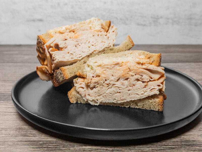 The Sloppy sandwich: turkey with coleslaw and Russian dressing on rye